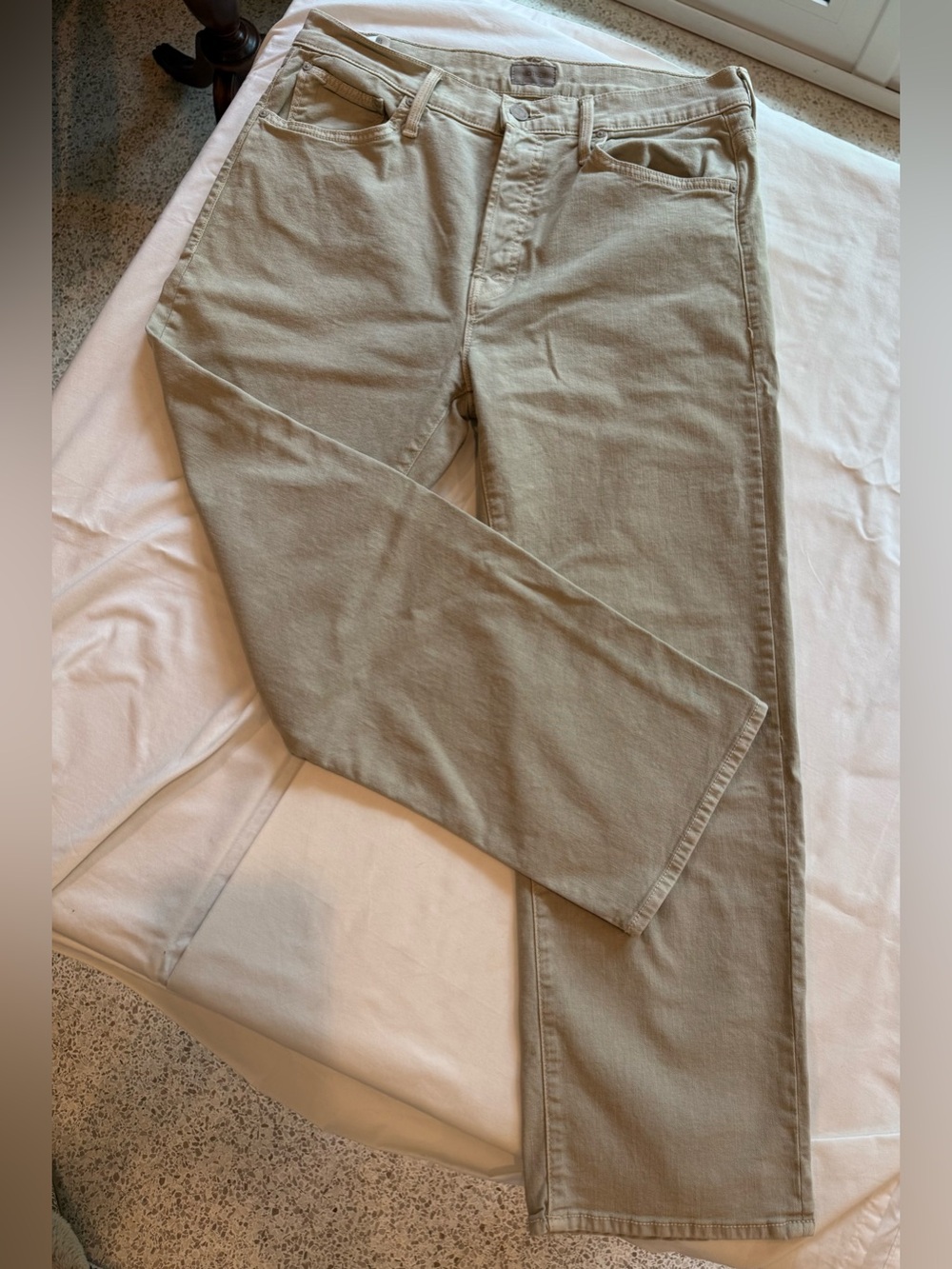 MOTHER The Ditcher Crop Jeans – Chalk Oxford Tan – Size 28